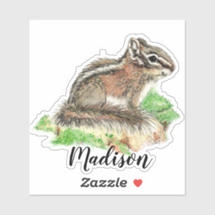 Watercolorchipmunk-Tier-individueller Name Aufkleber
