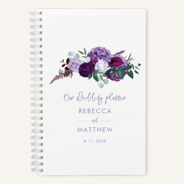 WatercolorFloral Script Hochzeitsplaner Notizbuch (Vorderseite)