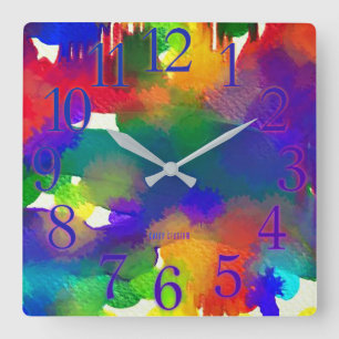 WaterColorful Quadratische Wanduhr