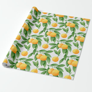 Watercolororangen- oder -Mandarinemuster Geschenkpapier