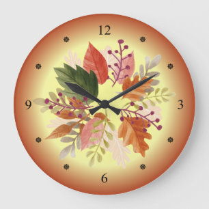 Watercolors ~ Autumn Leaves ~ Harvest Time ~ Große Wanduhr