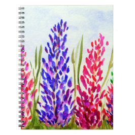 Watercolors-Blumenkunstlila Lupine-Wildblumen Notizblock