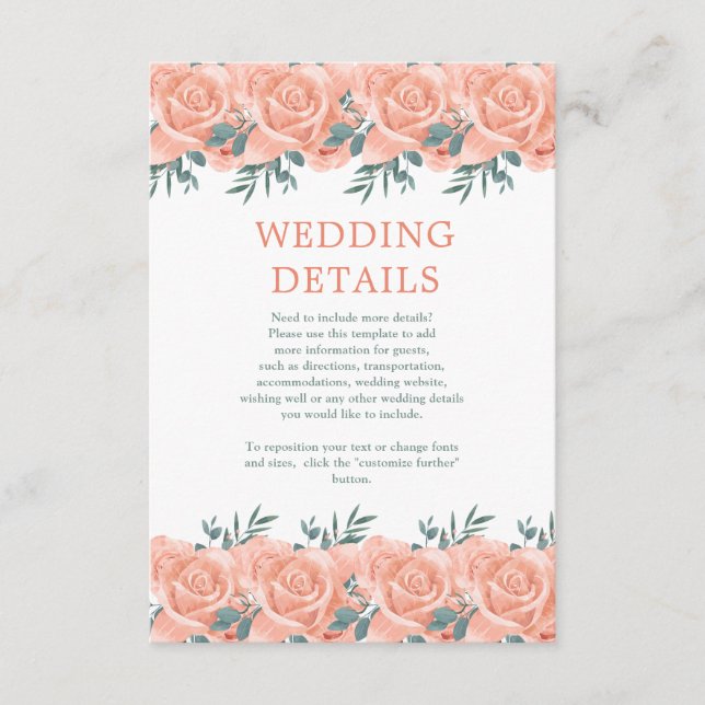 watercolors Florals Modern Botanical Wedding Begleitkarte (Vorderseite)