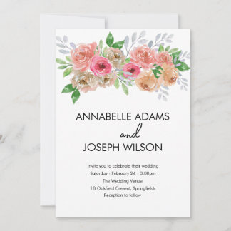 watercolors Florals Modern Botanical Wedding Einladung