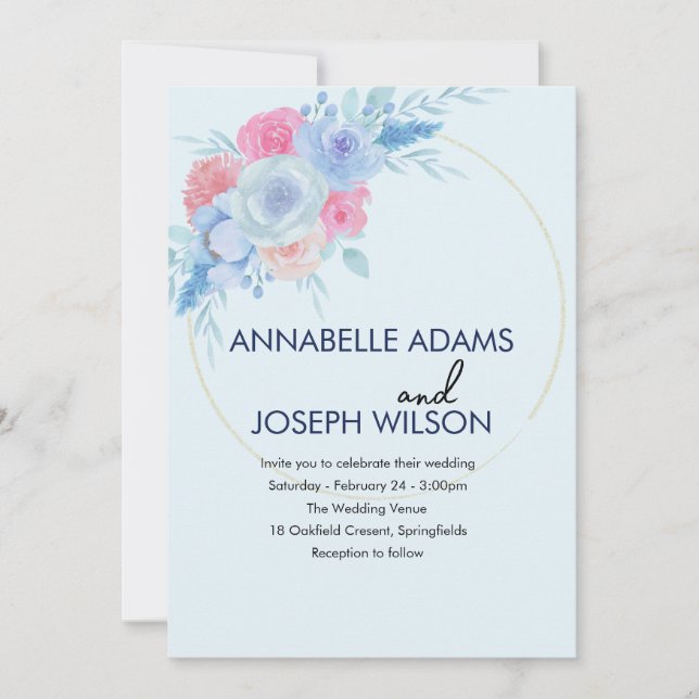 watercolors Florals Modern Botanical Wedding Einladung (Vorderseite)