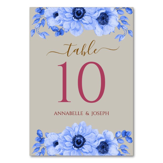 watercolors Florals Modern Botanical Wedding Tischnummer (Vorderseite)