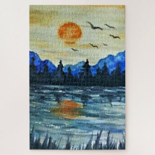 Watercolors Flying Birds Jigsaw Puzzle Painting