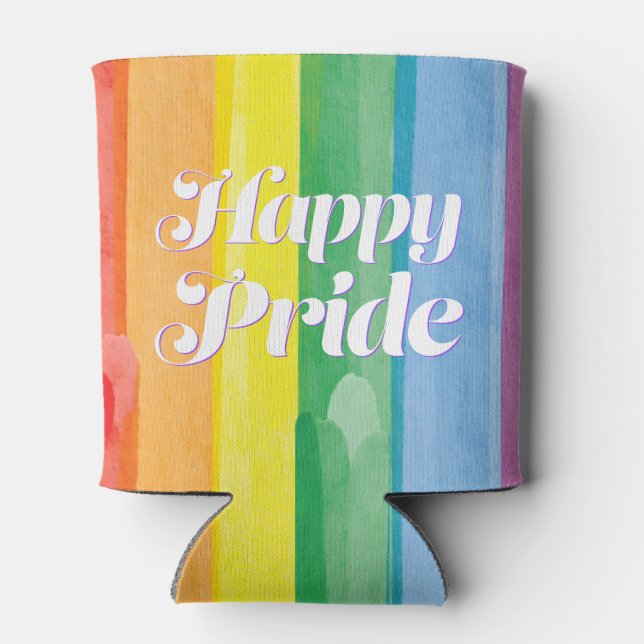 Watercolors Happy Pride Regenbogen Dosenkühler (Rückseite)