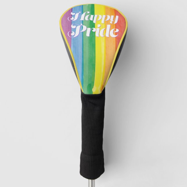 Watercolors Happy Pride Regenbogen Golf Headcover (Vorderseite)