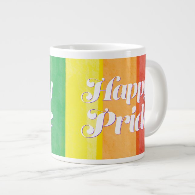 Watercolors Happy Pride Regenbogen Jumbo-Tasse (Vorderseite Rechts)