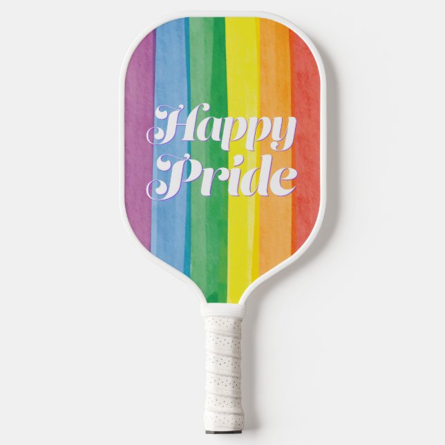 Watercolors Happy Pride Regenbogen Pickleball Schläger (Vorderseite)