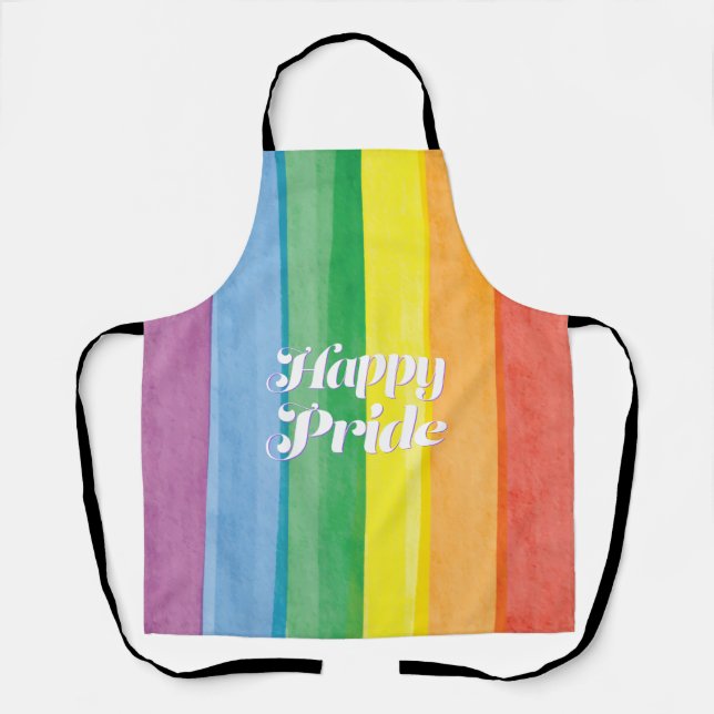 Watercolors Happy Pride Regenbogen Schürze (Vorderseite)