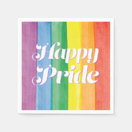 Watercolors Happy Pride Regenbogen Serviette