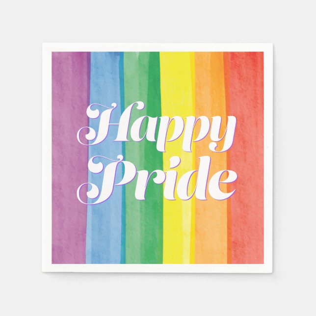 Watercolors Happy Pride Regenbogen Serviette (Vorderseite)