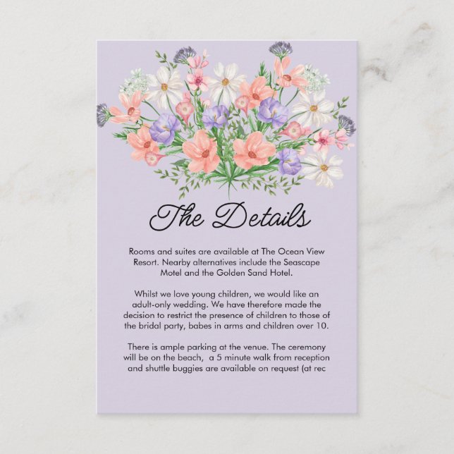 watercolors Modern Botanical summer Wedding Begleitkarte (Vorderseite)