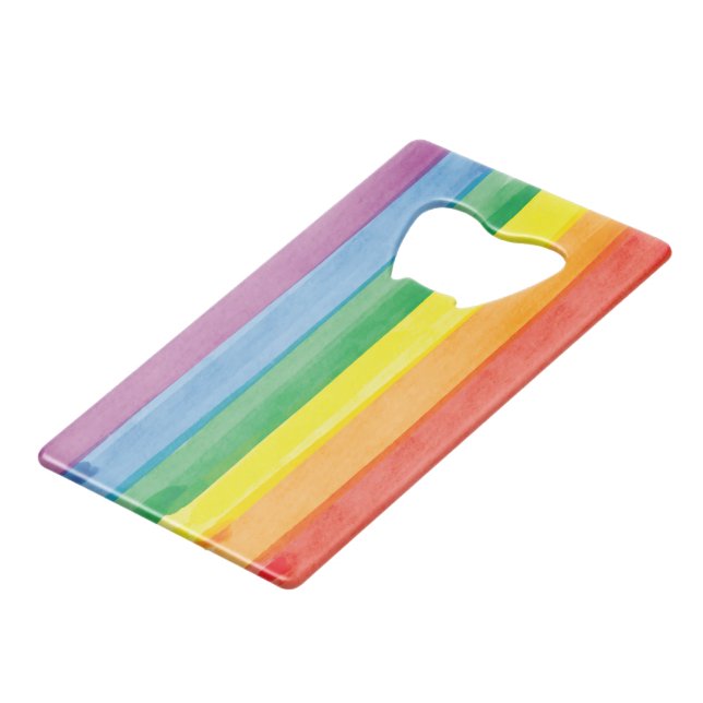 Watercolors Pride Regenbogen Geldbeutel Flaschenöffner (Vorderseite Schrägansicht)