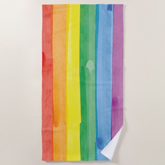 Watercolors Pride Regenbogen Strandtuch (Vorderseite)