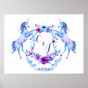 Watercolorunicorn-Wappen Poster