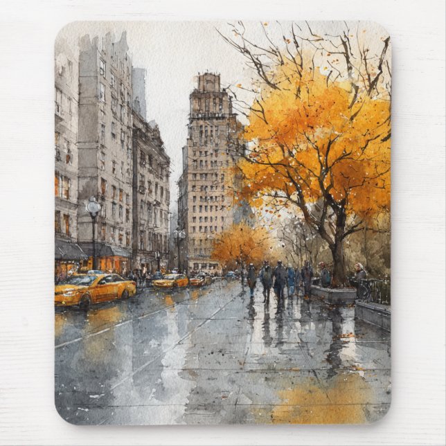 Watercolour Autumn in New York Mousepad (Vorne)