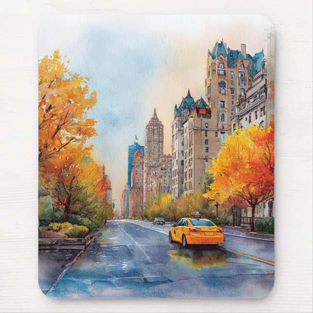 Watercolour Autumn in New York Mousepad (Vorne)