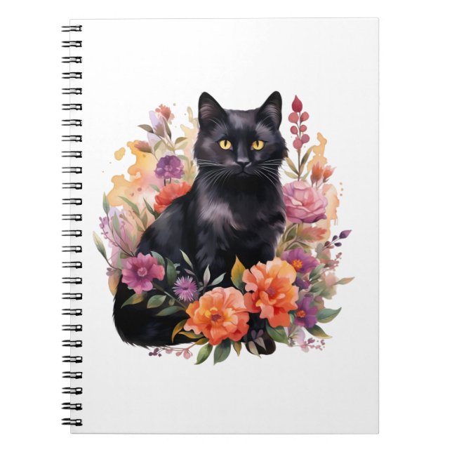 Watercolour Black Cat Notizblock (Vorderseite)