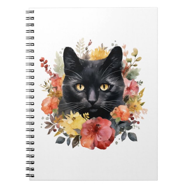 Watercolour Black Cat Notizblock (Vorderseite)