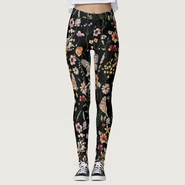 Watercolour Boho Floral  Leggings (Vorderseite)