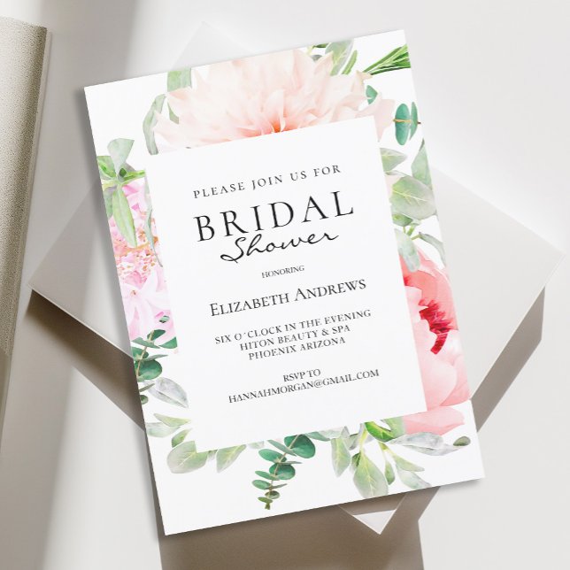 Watercolour Botanical Spring Bridal Shower Einladung (Von Creator hochgeladen)