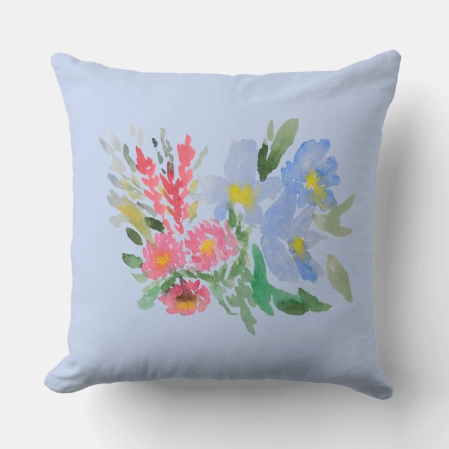 Watercolour bouquet throe pillow kissen (Vorderseite)
