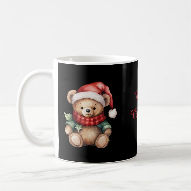 Watercolour Christmas Teddy Bear Kaffeetasse (Links)