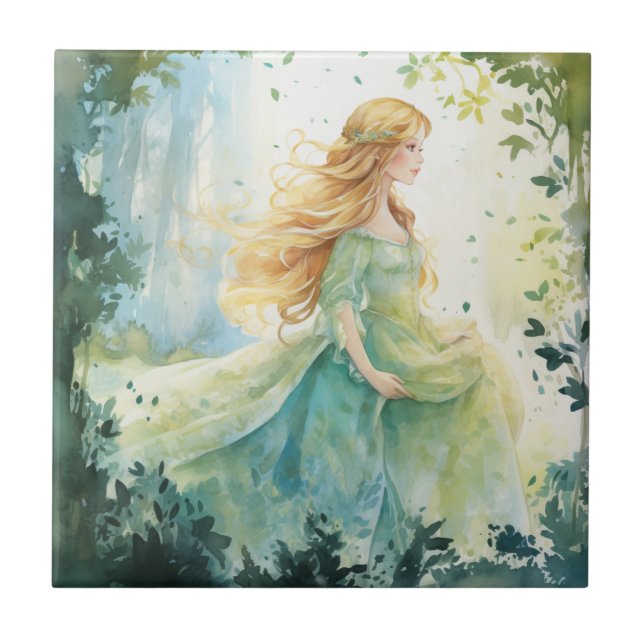 Watercolour Forest Princess Fliese (Vorderseite)