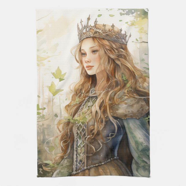 Watercolour Forest Princess Geschirrtuch (Vertikal)