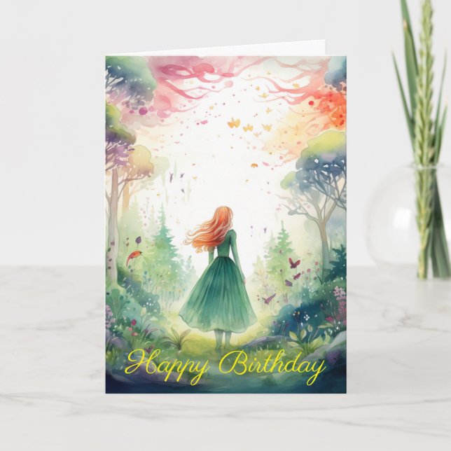 Watercolour Forest Princess Karte (Vorderseite)
