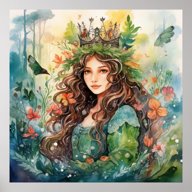 Watercolour Forest Princess Poster (Vorne)