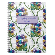 Watercolour Iris Floral Wreath Notebook