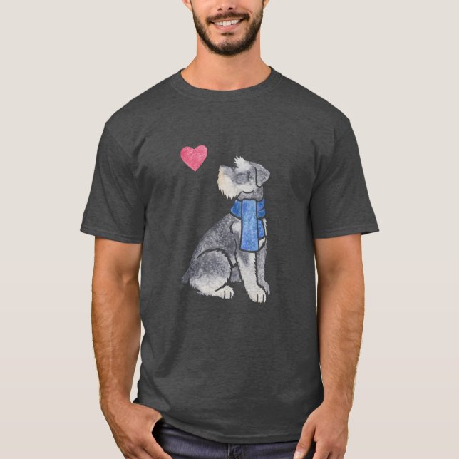 Watercolour Miniature Schnauzer boy gift family T-Shirt (Vorderseite)