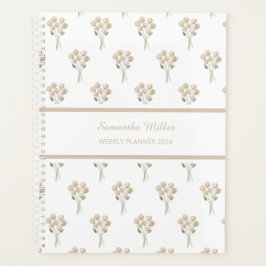 Watercolour Pale Pink Posy Pattern Weekly Planner Planer