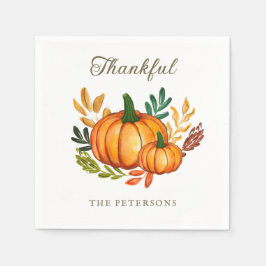 Watercolour Rustic Pumpkin Thanksgiving Dinner Serviette