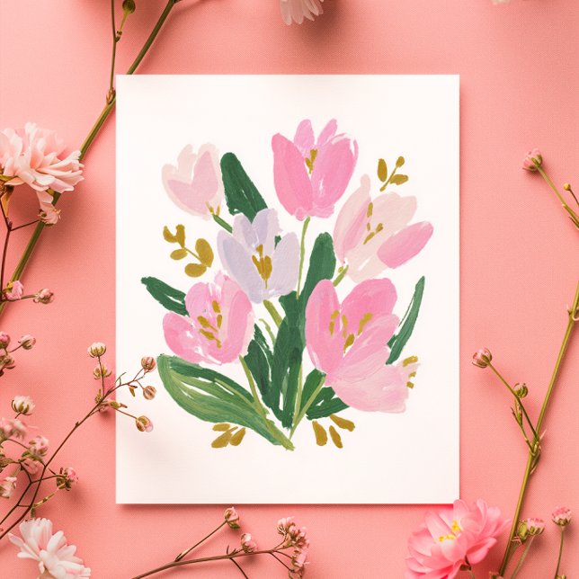 Watercolour Tulips Mother’s Day Card minimal Postkarte (Von Creator hochgeladen)