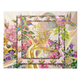 Watercolur Floral Rainbow Birds Gold Tree Abstrakt Notizblock