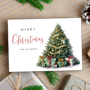 Watercor Frohe Weihnachtsbaum Moderner Chic Holida Karte