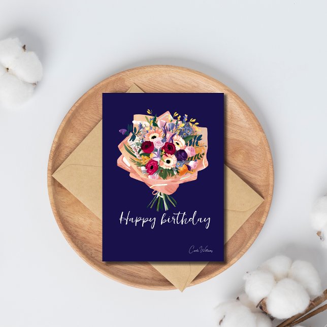 WatercoSchöne Lila Geburtstagskarte mit Blume Einladung (Von Creator hochgeladen)