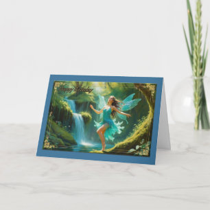 Waterfall Fairy Young Girl's Birthday Card Karte