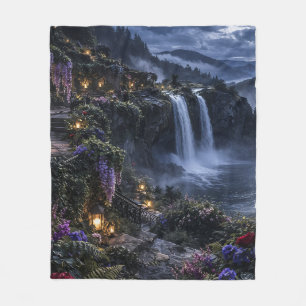 Waterfall-Garten-Flanelldecke Fleecedecke