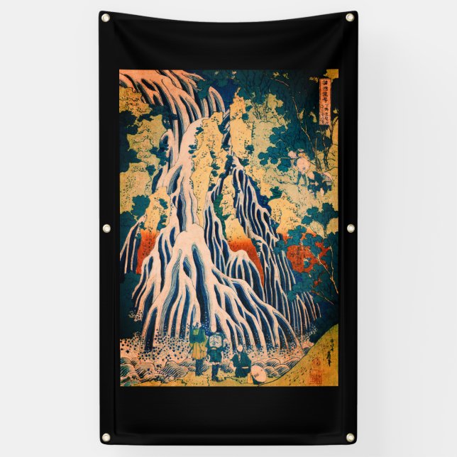 WATERFALL JAPANESE WOODBLOCK DRUCKHOKUSAI Banner (Vertikal)