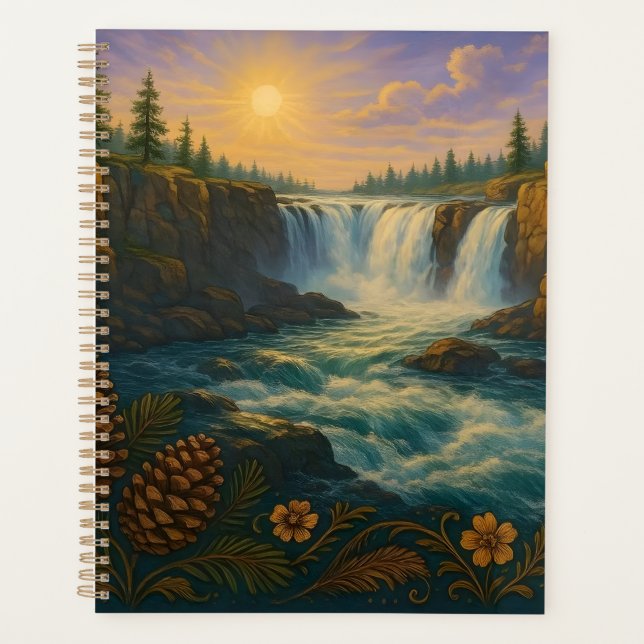 Waterfall Mountain Morning Sunrise Planer (Vorderseite)