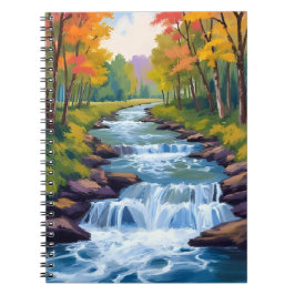 Waterfall Nature Landscape Painting Notizblock
