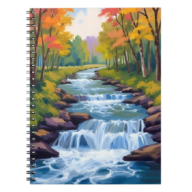 Waterfall Nature Landscape Painting Notizblock (Vorderseite)