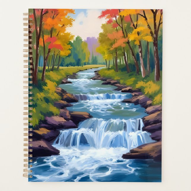 Waterfall Nature Landscape Painting Planer (Vorderseite)