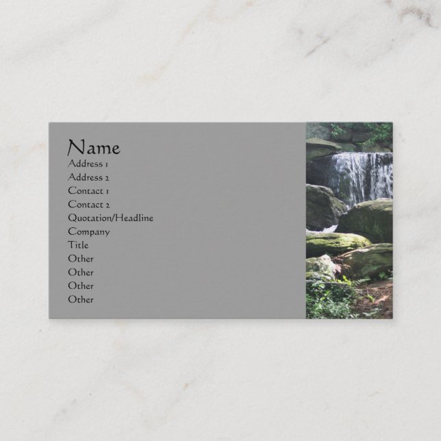 Waterfall Rocks Nature Fotografy Business Card Visitenkarte (Vorderseite)